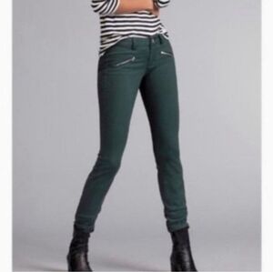 CAbi Hunter Green Moto Zip Skinny Jeans